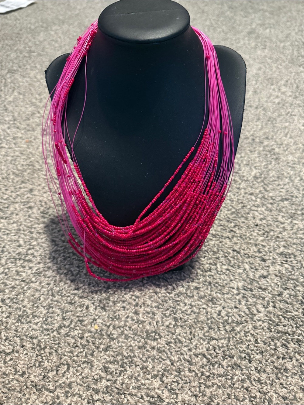 Multi-Strand Fuchsia Beaded Statement Necklace - Women Jewelry